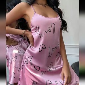 Love Pajamas Sleep Dress with Cross Back and Round Neck Sleepwear Sizes S, M , L